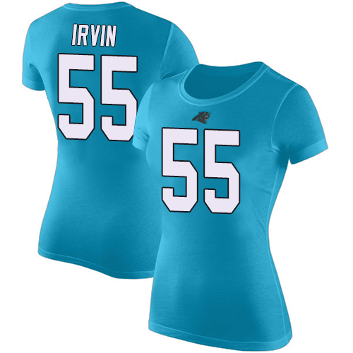 Carolina Panthers Blue Women Bruce Irvin Rush Pride Name and Number NFL Football #55 T Shirt->carolina panthers->NFL Jersey